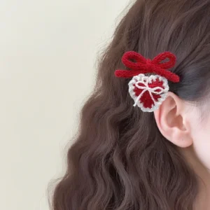 Crochet Christmas Bow Strawberry (2)