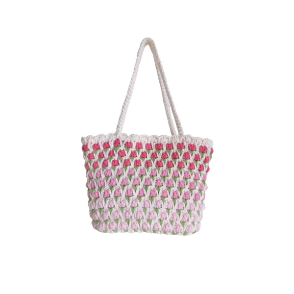 Crocheted Pink Tulip Bag3