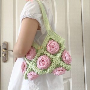 Crocheted Rose Bag (1)