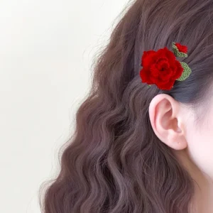 Crocheted flower hairpin 9