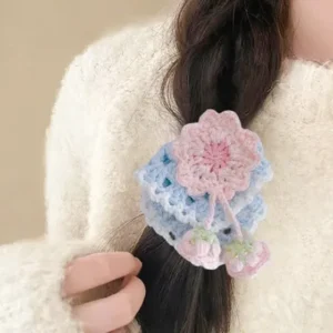 Crocheted hollow cherry blossom headband (1)
