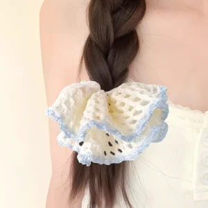 Crocheted hollow large skirt headtie (2)