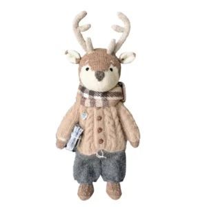 Handmade Crochet Deer Doll Toy with Sweater and Scarf dollylab1