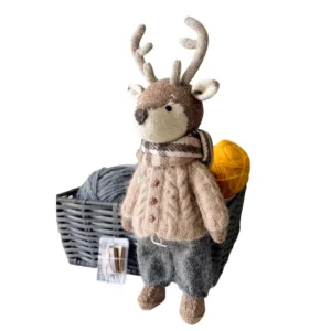 Handmade Crochet Deer Doll Toy with Sweater and Scarf dollylab2