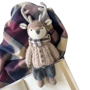 Handmade Crochet Deer Doll Toy with Sweater and Scarf dollylab3